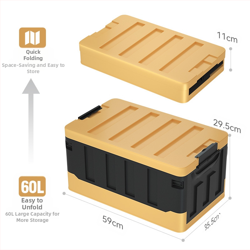 Automobilio bagažinės saugojimo dėžė, sulankstoma plastikinė organizatorius, 72L talpa, PP medžiaga, tinka bagažinei, daugiafunkcinė ir dulkėms atspari