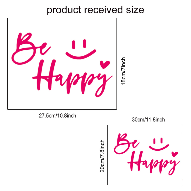 Zidna naljepnica Be Happy s engleskim sloganom, samoljepljiva PVC, moderni minimalisticki stil, 1 komad, za dnevni boravak/spavaću sobu/ured
