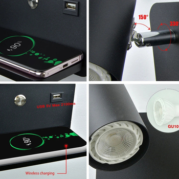 Λαμπτήρας τοίχου Yooe με αλουμινένιο κάλυμμα, μεταλλικό σώμα, LED, 220V, GU10 5W