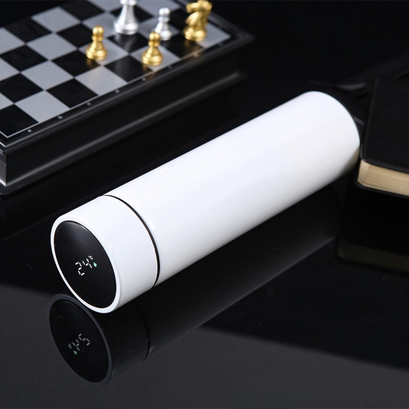 Термос-чаша със интелигентно измерване на температурата, вътрешна 304 неръждаема стомана, външна 201 неръждаема стомана, двуслоен вакуум, инфузер за чай