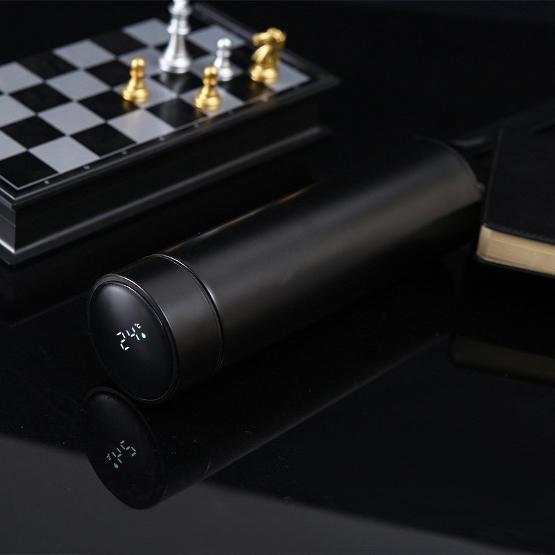 Термос-чаша със интелигентно измерване на температурата, вътрешна 304 неръждаема стомана, външна 201 неръждаема стомана, двуслоен вакуум, инфузер за чай