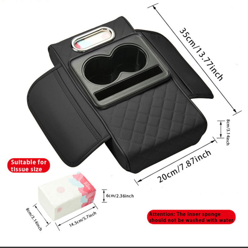 Кожен повдигащ подлакътник за автомобил с кутия за салфетки и държач за чаша, универсална съвместимост, марка Huitian (Taizhou, Zhejiang), възможност за персонализация