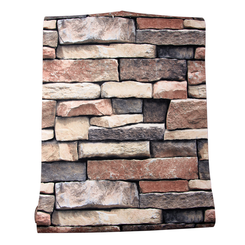 Sienų tapetai su plytų raštu, retro nostalgija, pramoninis stilius, PVC medžiaga