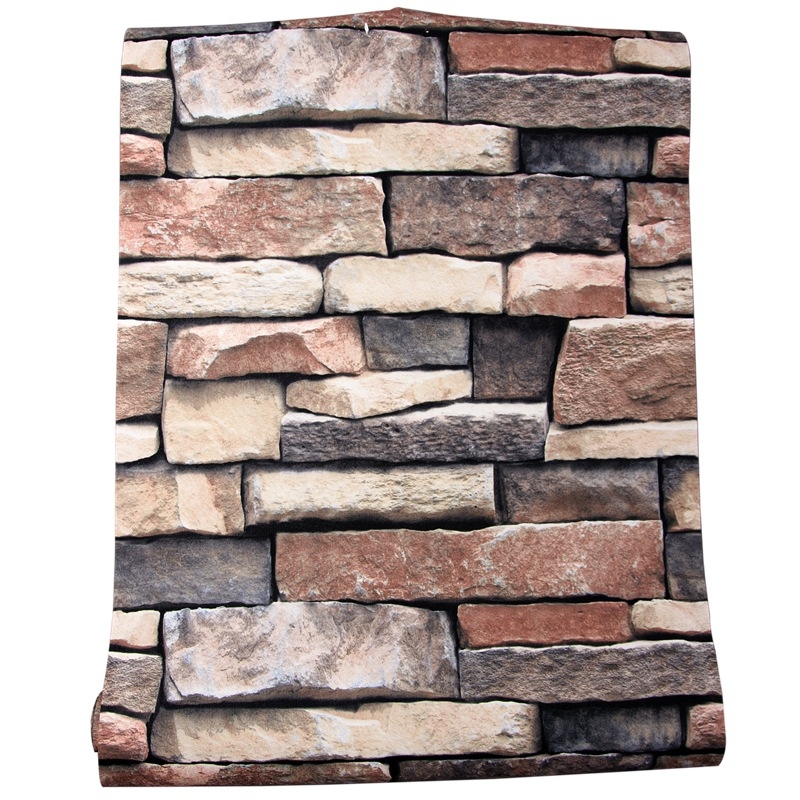 Sienų tapetai su plytų raštu, retro nostalgija, pramoninis stilius, PVC medžiaga