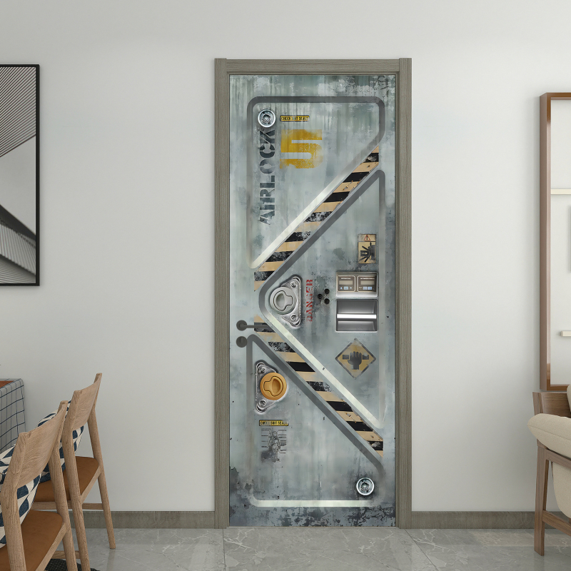 Sticker decorativ de perete din PVC, rezistent la apă și la ulei, efect 3D, modele abstracte și desen animat, 2 panouri, stil plat, pentru living, dormitor, birou, bucătărie și baie