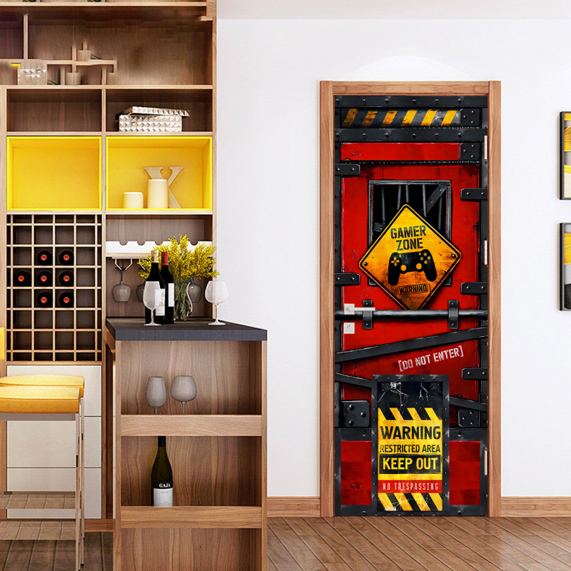 Sticker decorativ de perete din PVC, rezistent la apă și la ulei, efect 3D, modele abstracte și desen animat, 2 panouri, stil plat, pentru living, dormitor, birou, bucătărie și baie