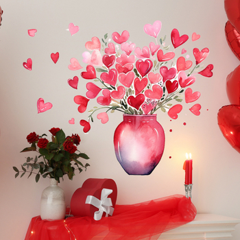 Σετ αυτοκόλλητων τοίχου — PVC υλικό, μοτίβο φυτών-λουλουδιών, δύο τεμάχια, αδιάβροχες διακοσμήσεις τοίχου για υπνοδωμάτιο