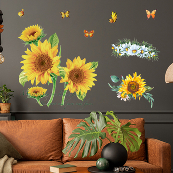 Σετ αυτοκόλλητων τοίχου — PVC υλικό, μοτίβο φυτών-λουλουδιών, δύο τεμάχια, αδιάβροχες διακοσμήσεις τοίχου για υπνοδωμάτιο