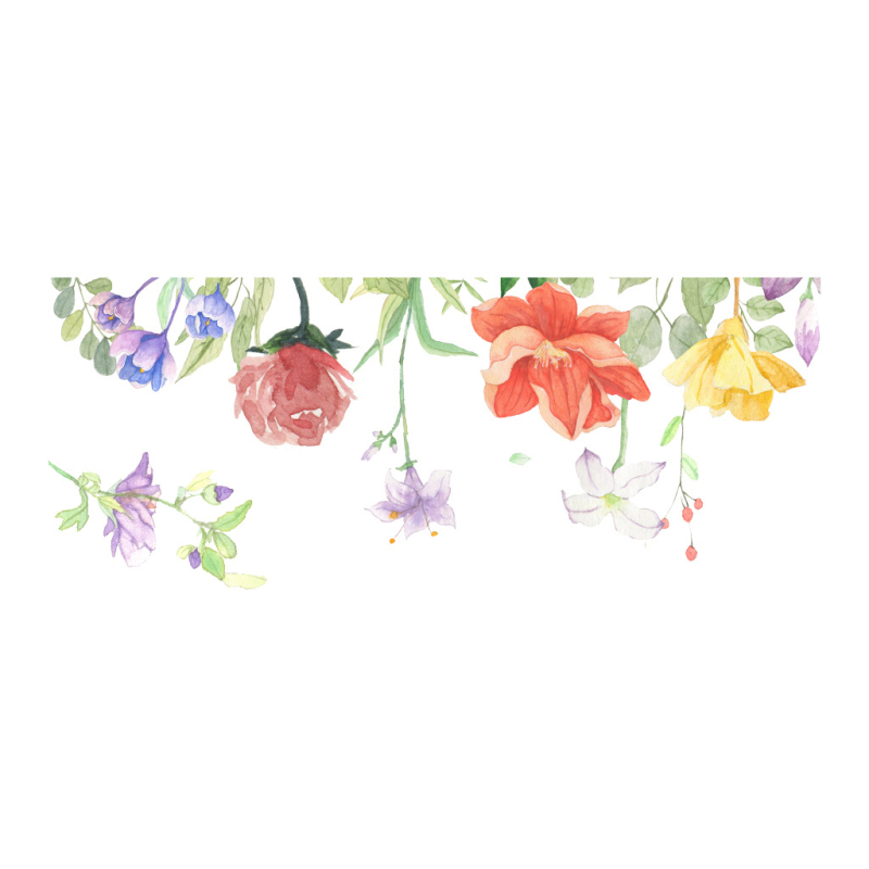 PVC anyagú falmatrica készlet, növény virág minta, 2 darabos, vízálló hálószobai falmatricák