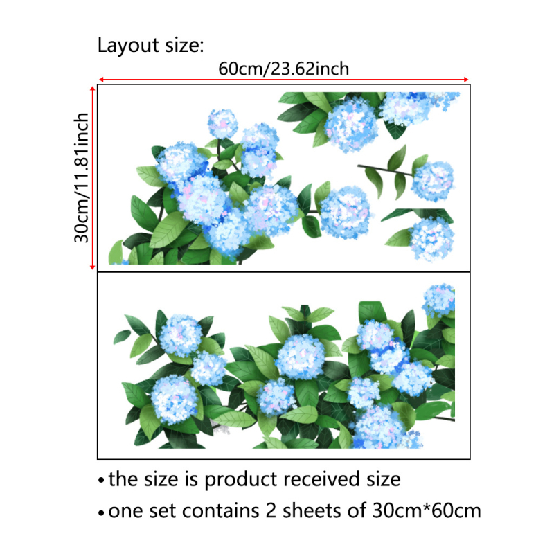 PVC anyagú falmatrica készlet, növény virág minta, 2 darabos, vízálló hálószobai falmatricák