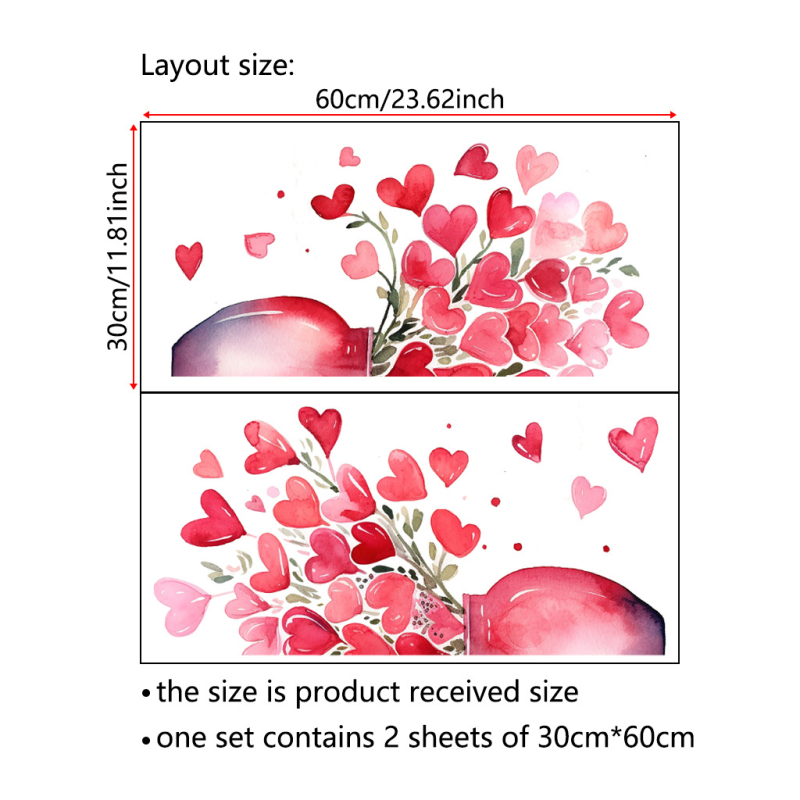 PVC anyagú falmatrica készlet, növény virág minta, 2 darabos, vízálló hálószobai falmatricák