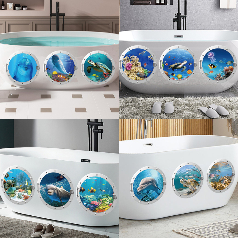 PVC naljepnica za zid, JS-N serija, motiv morskog života s morskom kornjačom i kitom, za dnevni boravak ili spavaću sobu, moderni minimalistički stil