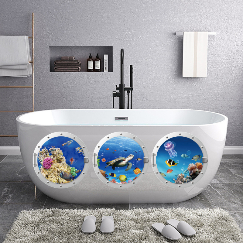 PVC naljepnica za zid, JS-N serija, motiv morskog života s morskom kornjačom i kitom, za dnevni boravak ili spavaću sobu, moderni minimalistički stil