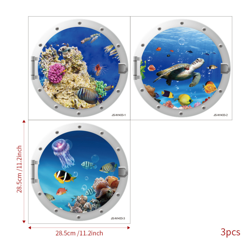 PVC naljepnica za zid, JS-N serija, motiv morskog života s morskom kornjačom i kitom, za dnevni boravak ili spavaću sobu, moderni minimalistički stil