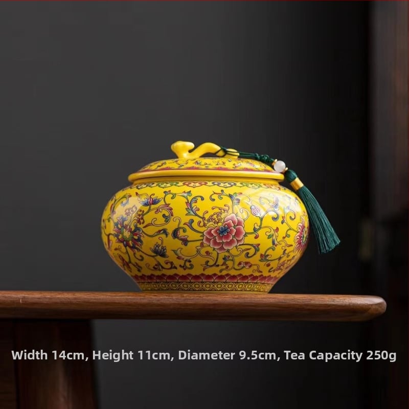 Keraminis arbatos indas su emalės danga, retro stilius, Ruyi motyvas su lotosu, svoris 0,65 kg