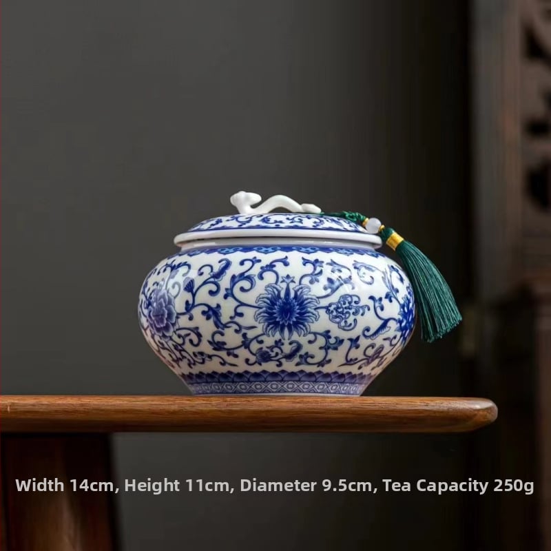 Keraminis arbatos indas su emalės danga, retro stilius, Ruyi motyvas su lotosu, svoris 0,65 kg