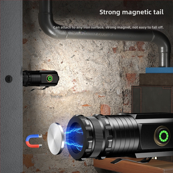 Φορητό αδιάβροχο LED φακός αυτοάμυνας, αλουμινένιο σώμα, 3W LED, μπαταρία 18350, επαναφορτιζόμενος, ακτίνα έως 200 m, χειροκίνητη φόρτιση