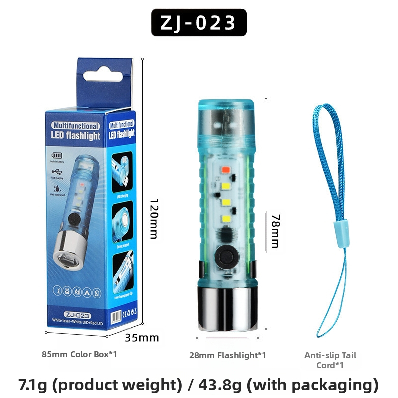 LED мини фенер с ключодържател за къмпинг, водоустойчив, LED+COB, обхват 10–15 м, време на светене 3 ч, капацитет на батерията 400 mAh