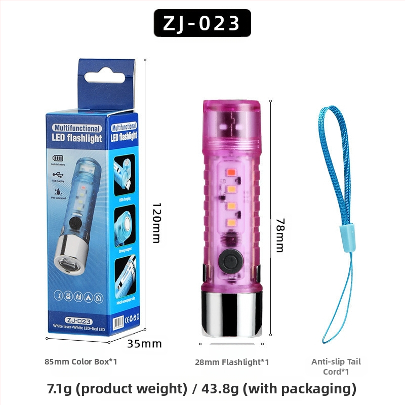 LED мини фенер с ключодържател за къмпинг, водоустойчив, LED+COB, обхват 10–15 м, време на светене 3 ч, капацитет на батерията 400 mAh