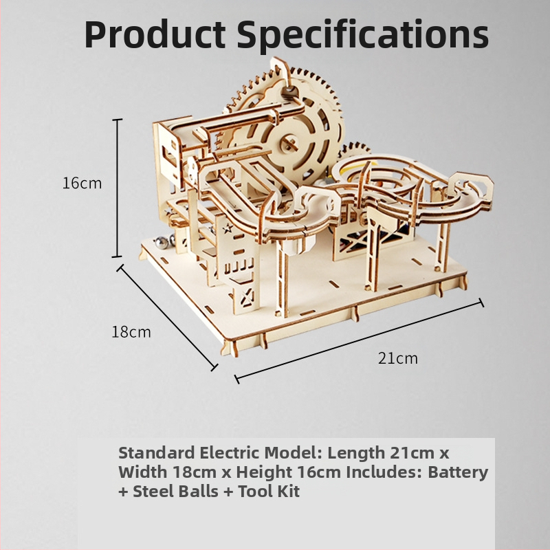 Koka DIY zinātnes rotaļlieta: bumbiņas trase ar roku saliekama, bioloģija/ķīmija, 7–14 gadi, Blue Jird