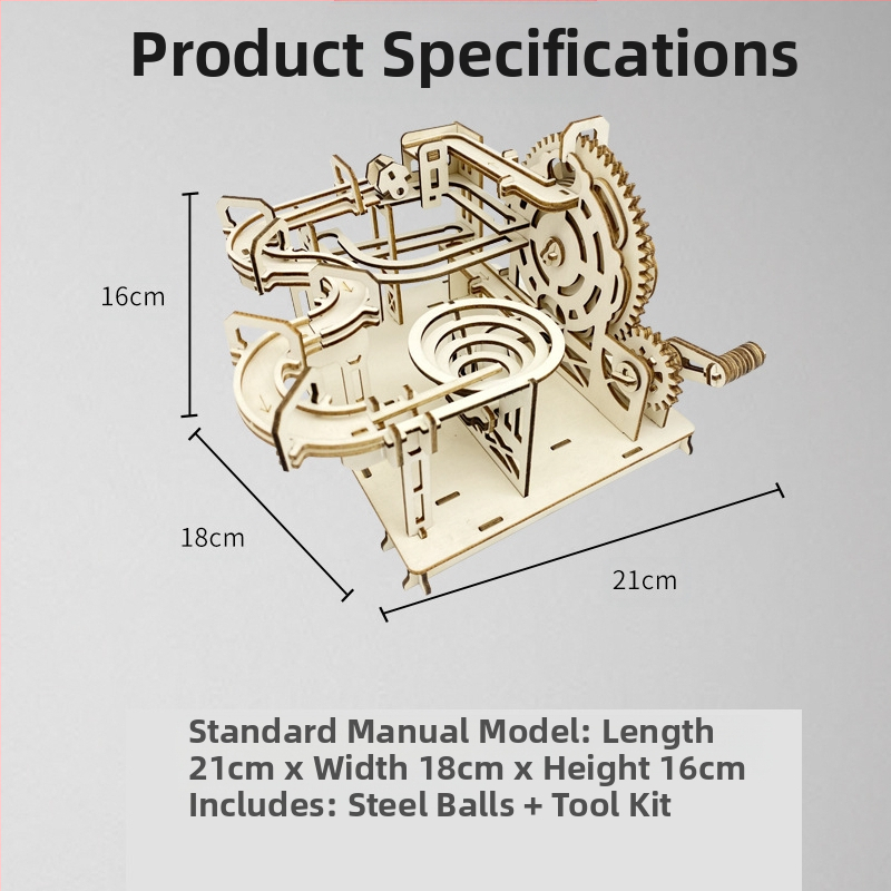 Koka DIY zinātnes rotaļlieta: bumbiņas trase ar roku saliekama, bioloģija/ķīmija, 7–14 gadi, Blue Jird