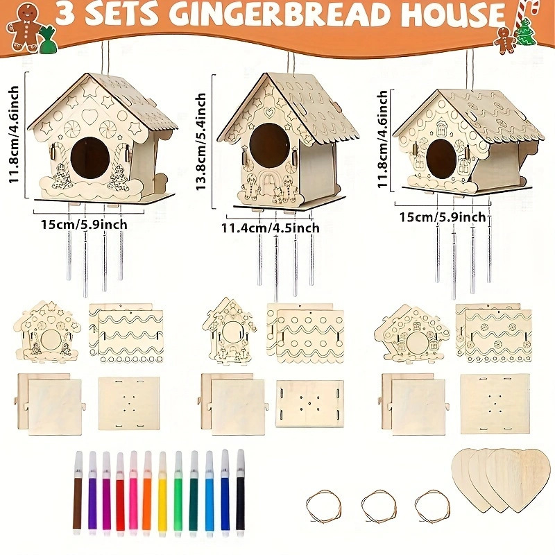 Kit DIY din lemn pentru pandantiv — Boxwood, brand Jinqi, stil modern minimalist, pentru uz casnic