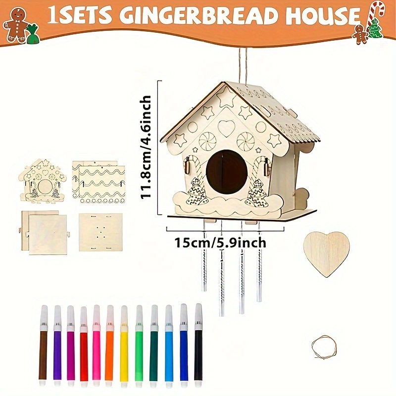 Kit DIY din lemn pentru pandantiv — Boxwood, brand Jinqi, stil modern minimalist, pentru uz casnic