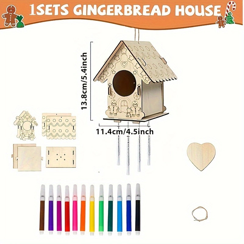 Kit DIY din lemn pentru pandantiv — Boxwood, brand Jinqi, stil modern minimalist, pentru uz casnic