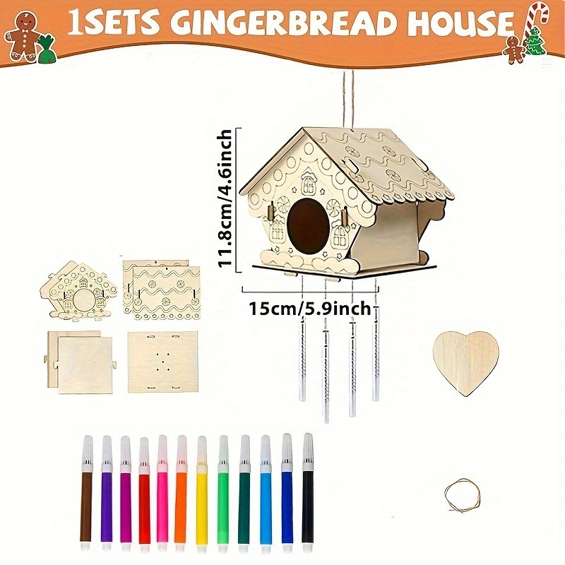 Kit DIY din lemn pentru pandantiv — Boxwood, brand Jinqi, stil modern minimalist, pentru uz casnic