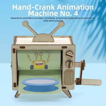 Rokasgriežamā Animācijas Mašīna Nr.1 — DIY STEM Rotaļlieta, Koka Konstrukcija, Vecums 14+