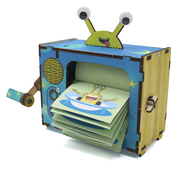 Rokasgriežamā Animācijas Mašīna Nr.1 — DIY STEM Rotaļlieta, Koka Konstrukcija, Vecums 14+