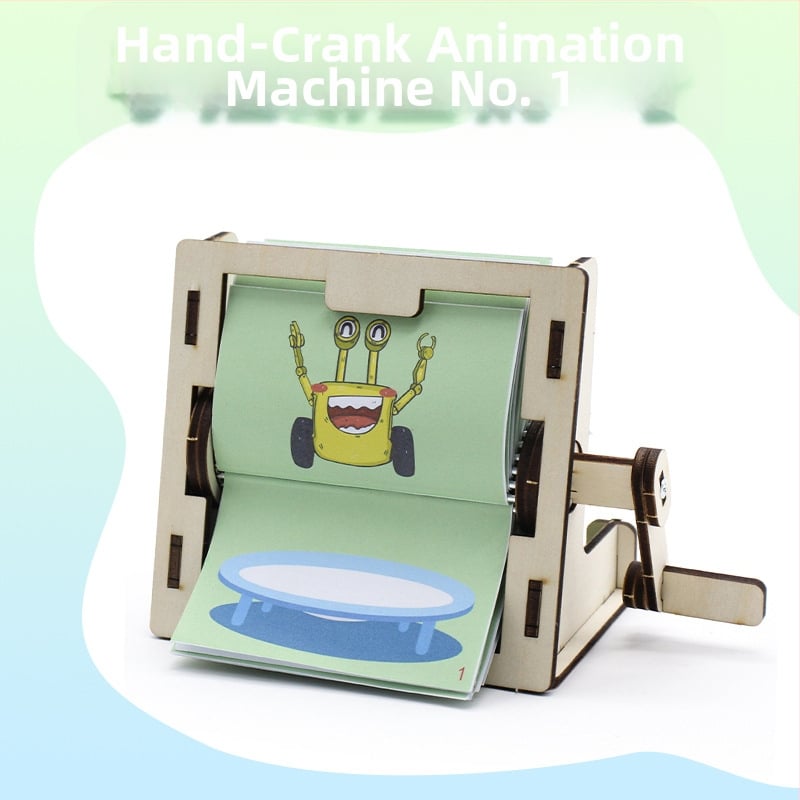 Ръчно завъртаща се анимационна машина №1 — DIY STEM играчка, дървена конструкция, за възраст 14+
