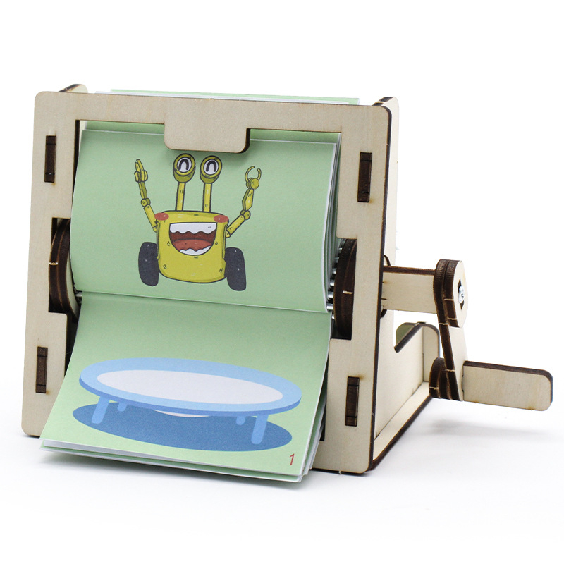Rokasgriežamā Animācijas Mašīna Nr.1 — DIY STEM Rotaļlieta, Koka Konstrukcija, Vecums 14+