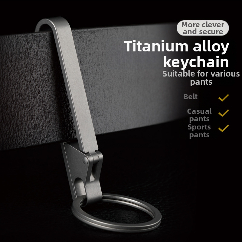 Titano lydinio automobilio raktų pakabukas su diržo sagtimi – lengvas, apsaugo nuo pametimo, šiuolaikiškas stilius
