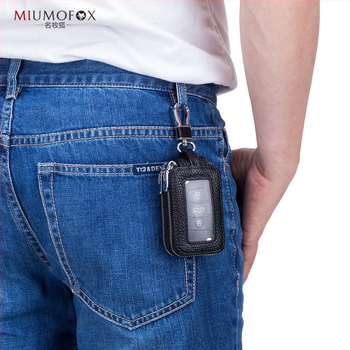 Īstas ādas automašīnu atslēgu soma, divslāņu konstrukcija, rāvējslēdzējs, universāla, caurspīdīgs spogulīša logs