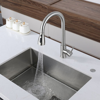 Ištraukiamas virtuvės maišytuvas, 304 nerūdijančio plieno, šlifuoto paviršiaus, keramikinis vožtuvas, 1,6 MPa, 0–90°C