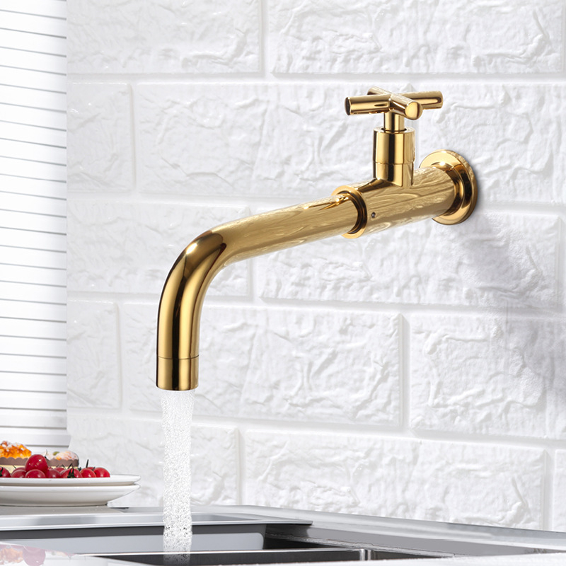 Įmontuojamas į sieną virtuvės čiaupas, varinis korpusas, keramikinis kartridžas, G1/2 jungtys, darbinė temperatūra 1–80°C