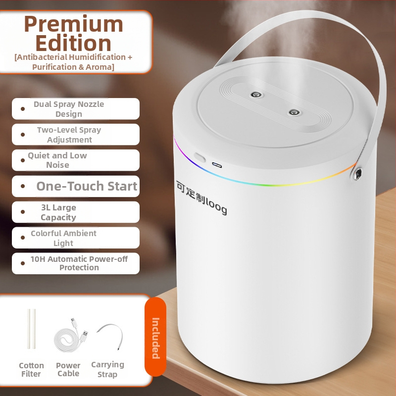 Aromaterapinis drėkintuvas, 2 rūko išėjimai, talpa 2.6-4.0 L, USB maitinimas, tinkamas patalpoms iki 10 m²