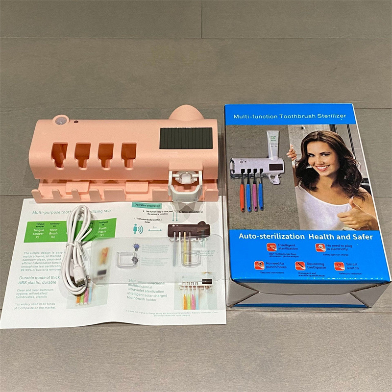 Dantų šepetėlių laikiklis su UV sterilizacija, sieninis tvirtinimas, ABS medžiaga, logotipo galimybė