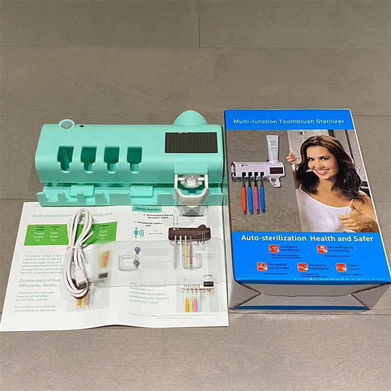 Dantų šepetėlių laikiklis su UV sterilizacija, sieninis tvirtinimas, ABS medžiaga, logotipo galimybė