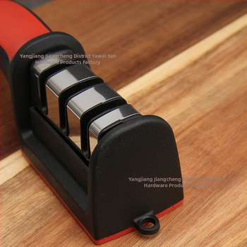 Keraminių peilių šlifavimo įrankis, rankinis, su spausdintu logotipu, modernus minimalistinis virtuvės šlifavimo įrankis su 3–4 skyriais