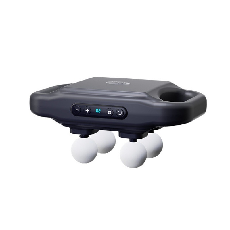 Perkusijski masažer s 6 nastavaka, brushless motor, ugrađena baterija 2000–4000 mAh, LCD zaslon, 5+ brzina, buka 36–45 dB