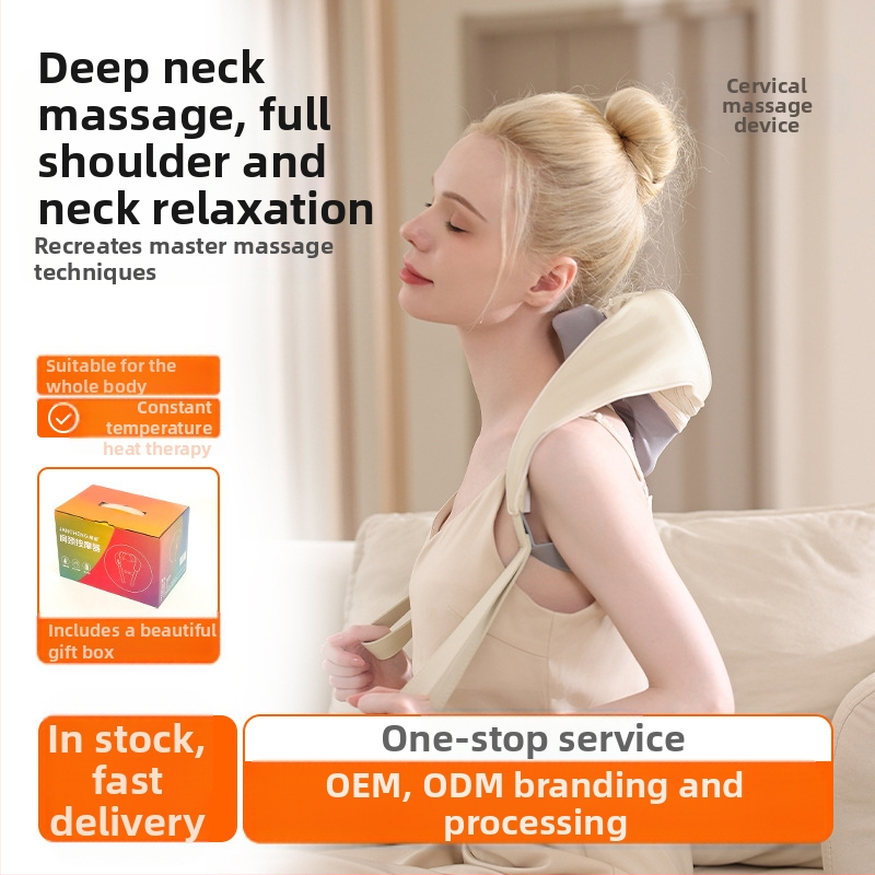 RN01 Masažer trapezijskog mišića ramena i vrata – 6 glava masaže, punjiva baterija, infracrvena fizioterapija, 3. stupanj, tajmer