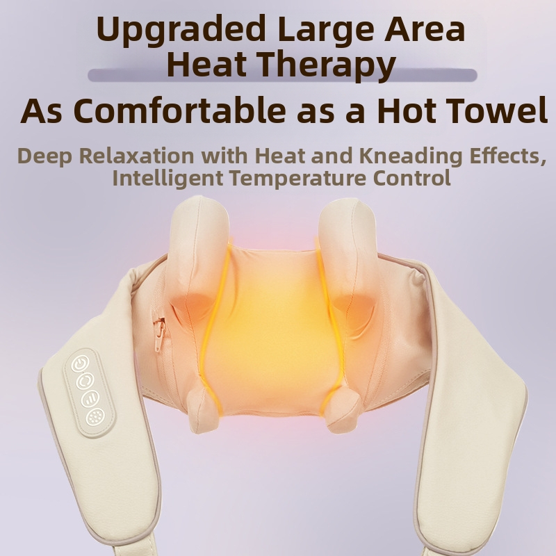 RN01 Масажор за трапецовиден мускул, рамо и шия – 6 глави, зареждащ се, инфрачервена физиотерапия, 3-та степен, таймер