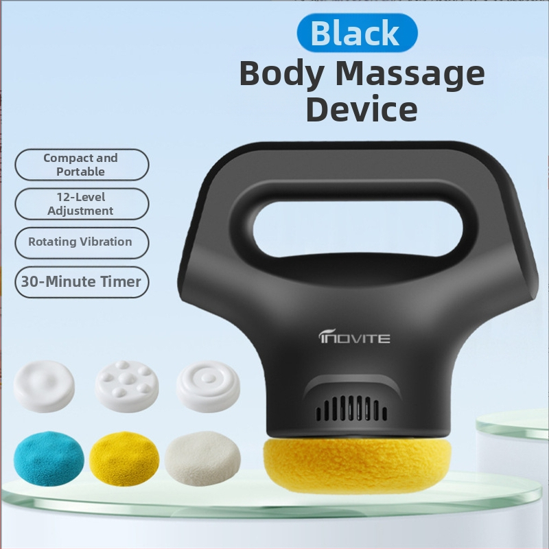 Rokas masāžas  ierīce ar USB barošanu, 3 ātrumi un trīs masāžas galviņu veidi: izvirzīta apaļa galva, akupunktūras galva un apaļa galva, piemērota galvai, kaklam, pleciem, mugurai un kājām