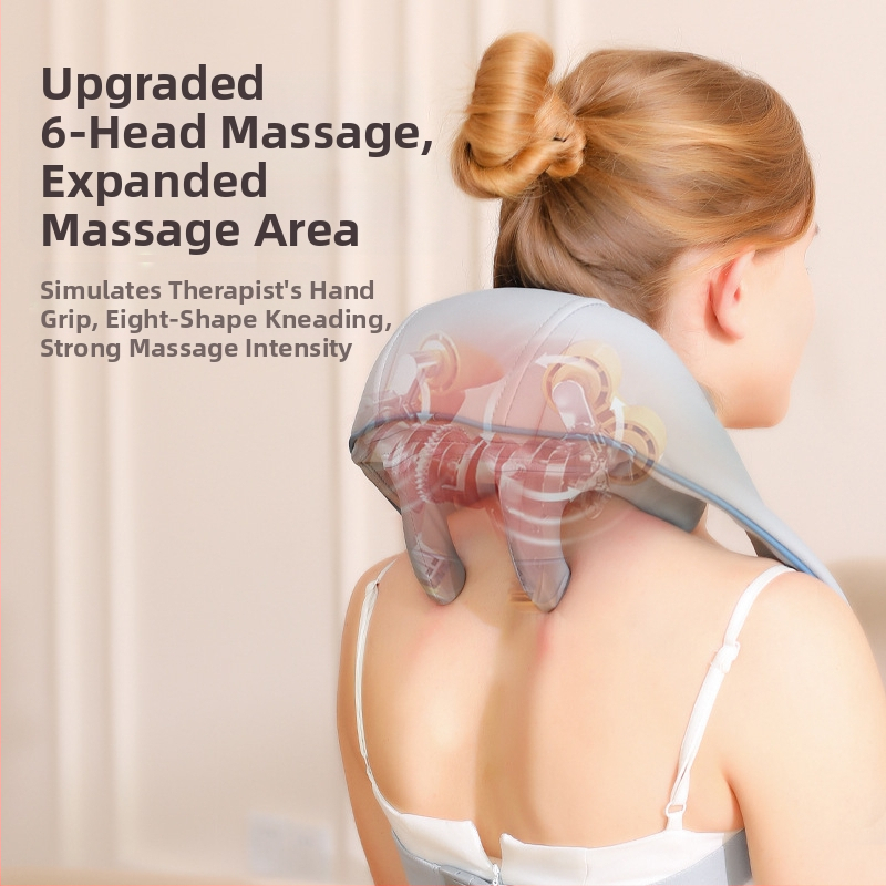 Масажор за шия и рамене с инфрачервена физиотерапия, 6 масажни глави, презареждаем, модел A6688, 3 скорости