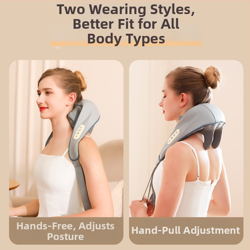 Масажор за шия и рамене с инфрачервена физиотерапия, 6 масажни глави, презареждаем, модел A6688, 3 скорости