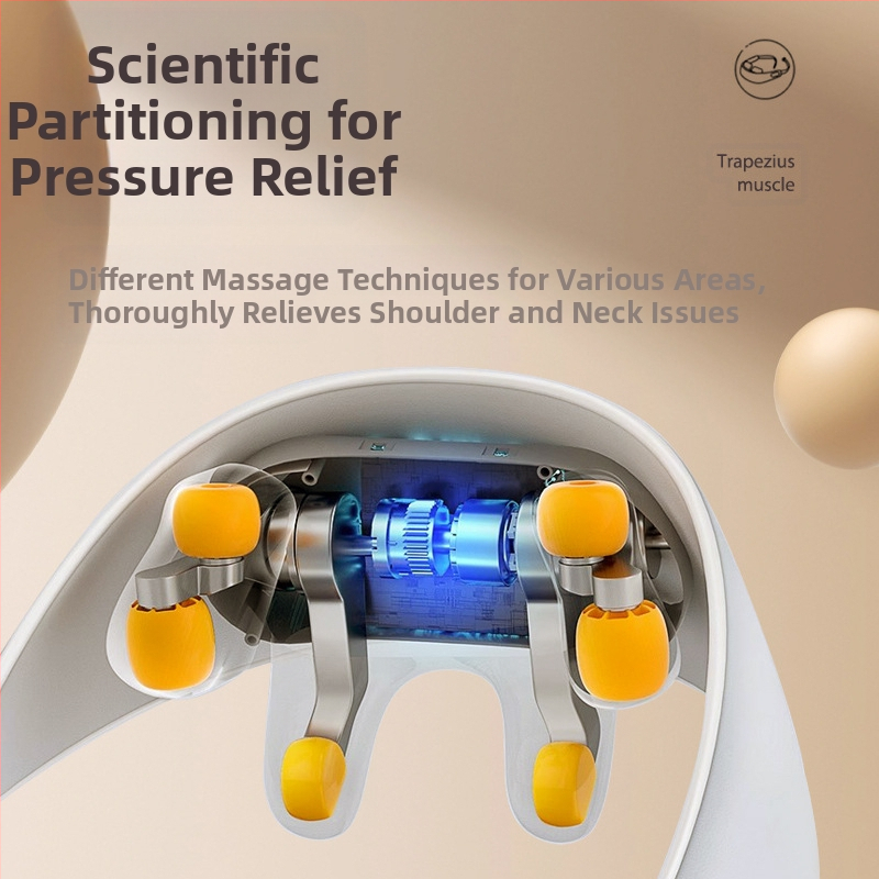 Масажор за шия и рамене с инфрачервена физиотерапия, 6 масажни глави, презареждаем, модел A6688, 3 скорости