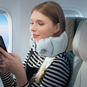 Надуваема U-образна възглавница за шия с помпа; Модел: дълга възглавница с помпа; Материал: Milk Silk; Стил: модерен и минималистичен; Подходяща за възрастни