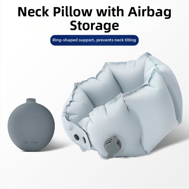Надуваема U-образна възглавница за шия с помпа; Модел: дълга възглавница с помпа; Материал: Milk Silk; Стил: модерен и минималистичен; Подходяща за възрастни